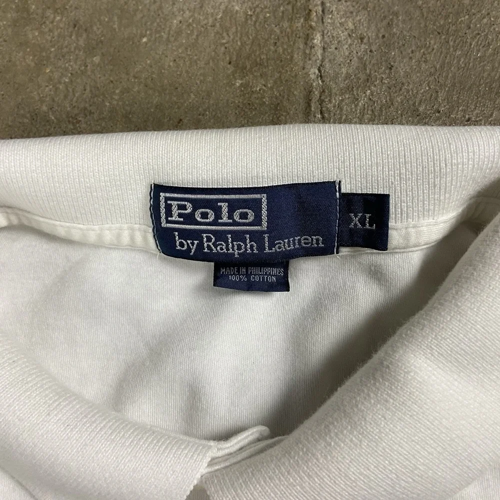 Polo Ralph Lauren Polo Shirt Size XL White Regular‎ Fit Casual Navy Pony Logo